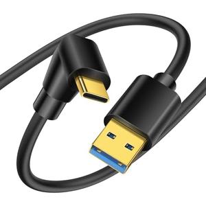 YACSEJAO 90 Degree USB Type C Cable USB 3.0 A to USB C Up & Down Angle Fast Charge Cord Compatible with Notebook, PC, Tablet, Phone and More (0.5M/1.6FT)