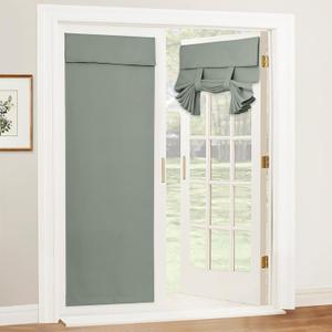 RYB HOME French Door Curtain - Privacy Protect Thermal Insulated Doorway Shade for Kitchen Living Room Dining, 69 Inches 30 Wide Sage Green Curtains, 1 Panel