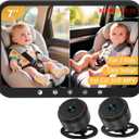 Dual Baby Car Camera for 2 Kids: 7-Inch 1080P Split-Screen Monitor with Recording Backseat Camera for Twins - USB Powered Clear Night Vision Easy to Install New - Baby Shower