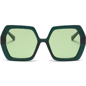 Freckles Mark Thick Hexagonal Retro Sunglasses for Women Trendy 60s Vintage Sun Glasses Oversized Classic Shades (Emerald Green)