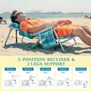 ARURU Beach Chairs for Adults 2 Pack, Portable Folding Backpack Beach Chair Heavy Duty 5-Position Lay Flat with Cooler Bag, Cup Holder for Outdoor/Lawn/Picnic/Camping