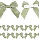 AIMUDI Sage Green Satin Premade Bows, 2" with Double-Sided Tape, 50 Count, Multi-purpose Occasions, Wedding, Baby Shower, Birthday Party