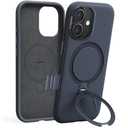 TORRAS Ostand Q3 Silicone for iPhone 17 Case, Fit for MagSafe, 360 Ring Holder Kickstand, Soft Liquid Silicone Cozy Grip, Camera Control, Shockproof Rugged Protective Case for iPhone 17, Midnight