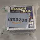 Queensell Mexican Train Dominoes Set Double 15 with Numbers - Dominoes Set for Adults and Family  136 Tiles, 9 Trains, Wooden Hub, 8 Tile Holders, Aluminum Case (D15 Numbers + 8 Holders)