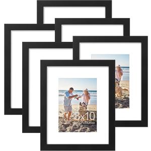 decorUhome 8x10 Picture Frame, Display Pictures 5x7 with Mat or 8x10 without Mat, Wall & Tabletop Display Photo Frame, Black, 8 Pack
