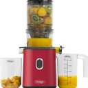 Omega Cold Press Juicer – Slow Masticating Hands Free Juicer Machine for Vegetables and Fruits with Wide Mouth Hopper for Whole Recipe Batch Juicing, Time Saving Series, Easy to Clean, Red