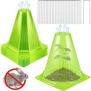 25PCS Garden Cloches for Plants with 50PCS Ground Stakes,Reusable Plant Bell Cover,Plastic Small Plant Seedling Protector Plants Cloches from Animals,Chickens, Birds,Snails & Frost,7.9" H X 6.7" D