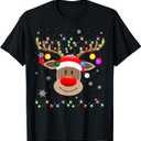 Red Nose Reindeer Snowflakes Chirstmas Lights T-Shirt, Size: Small