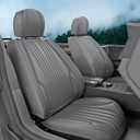 5 Pieces LB Front and Rear Car Seat Covers, Waterproof Nappa Leather Full Set Car Seat Protectors, Universal Auto Interior Fit for Sedans SUV Pick-up Truck, Grey
