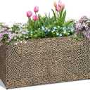 BAYN 30x12x16 Inch Rectangular Metal Planter Box – Copper Hand-Hammered Metal Planter with Pre-Drill Holes, Heavy Duty Outdoor Garden Planter for Patio, Porch, Yard