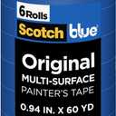 ScotchBlue Original Multi-Surface Painters Tape, 1 Inch Wide (0.94 in. x 60 Yds), 6 Rolls, Blue Paint Tape Protects Surfaces and Removes Easily, Masking Tapes for Indoor and Outdoor Use (2090-24EP6)