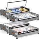 Yecaye 4 Pack Under Bed Storage with Wheels, Under Bed Storage Containers with Lids, Large Under Bed Rolling Storage with Clear Window & Label, Rolling Drawers for Clothes, Blankets, Books