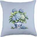 Chinoiserie Decor Style Vase Florals Cottagecore Millennial Throw Pillow (18x18)