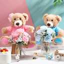 Pink 6 Set Baby Shower Bear Centerpieces for Tables Mason-Style Glass Jars with Artificial Peonies and Baby's Breath Rustic Table Decor for Gender Reveal Party Wedding