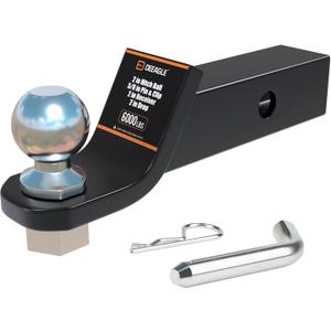 DEEAGLE 2 inch Ball Hitch with Pin, Heavy Duty Steel Receiver Hitches, Trailer Ball Hitch Fits 2 inch Receiver, 6000lbs, 2 in Drop