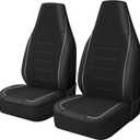TOYOUN Classic Universal PU Leather Car Front Seat Covers High Back Bucket Seat Cover - Fit Most Cars, Trucks, SUVS, or Vans 2 PCS Gray Trim Auto Seat Covers Set Car Seat Protector for All Seasons