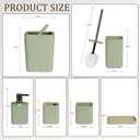 CERBIOR Bathroom Accessories Set 6 Piece Bamboo Bath Ensemble Includes Soap Dispenser, Toothbrush Holder, Toothbrush Cup, Soap Dish for Decorative Countertop and Housewarming Gift (Green)