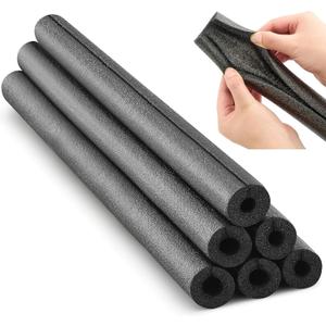 Amylove 6 Pcs 2 Feet Foam Pipe Insulation Foam Tube Insulating Water Pipe Pool Swim Noodles Pre Slit Heat Preservation Pipes Covers for Tubing Outdoor Winter Freeze Protection(Black, 1/2 Inch)