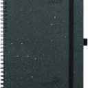 POPRUN 2026 Planner - 2026 Recycled Weekly Planner [Italian Regenerated Leather - Medium Size 6.5'' x 8.5''] - 2026 Weekly Planner with Hourly Schedule, Monthly Tabs-26-WERO7-BGY - Black Grey