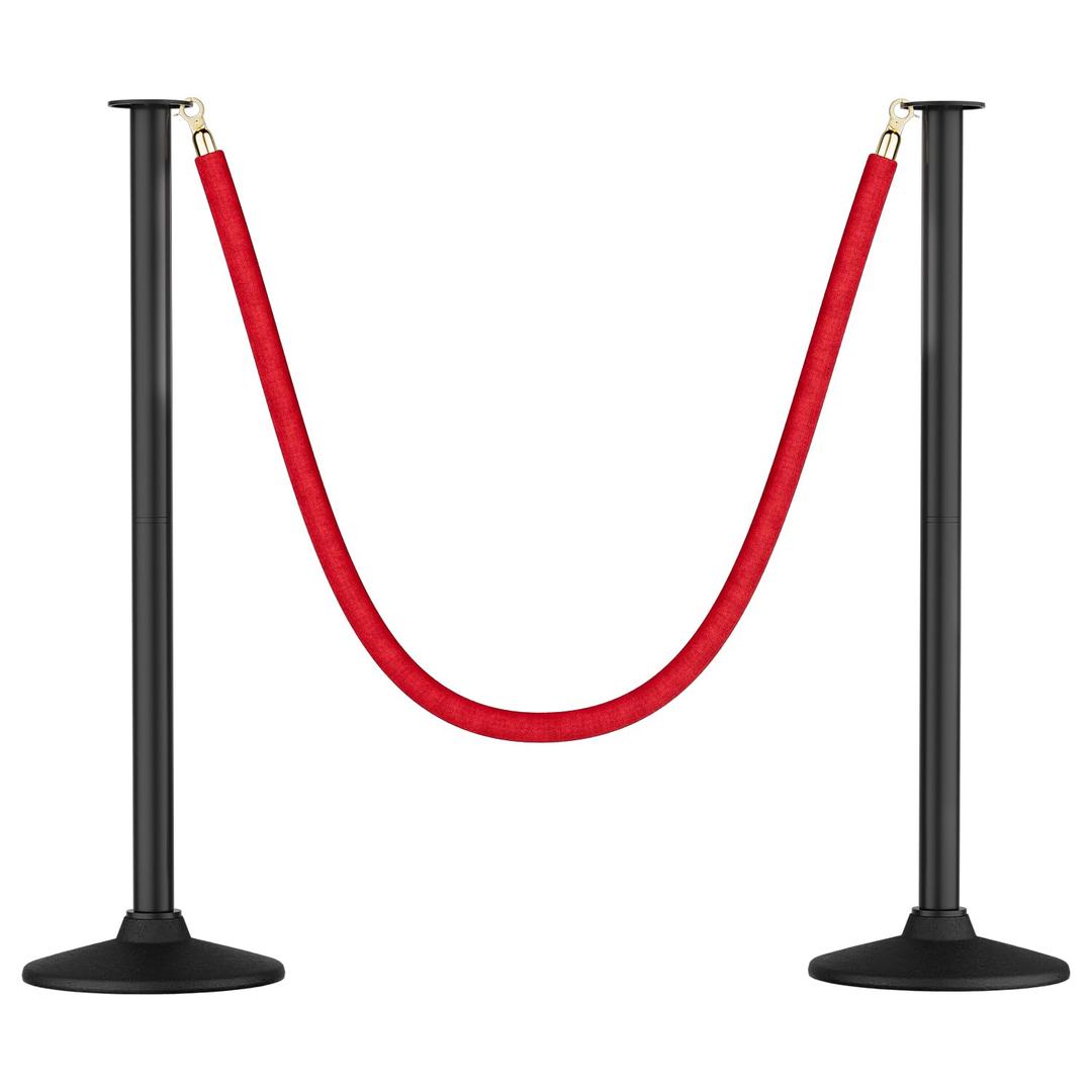 RoadHero Plastic Stanchion Post, Red Carpet Ropes and Poles with Weighted Base, Velvet Rope Barrier for Crowd Control, Party and Movie Theater, 2 PCS (34.8 Inch)