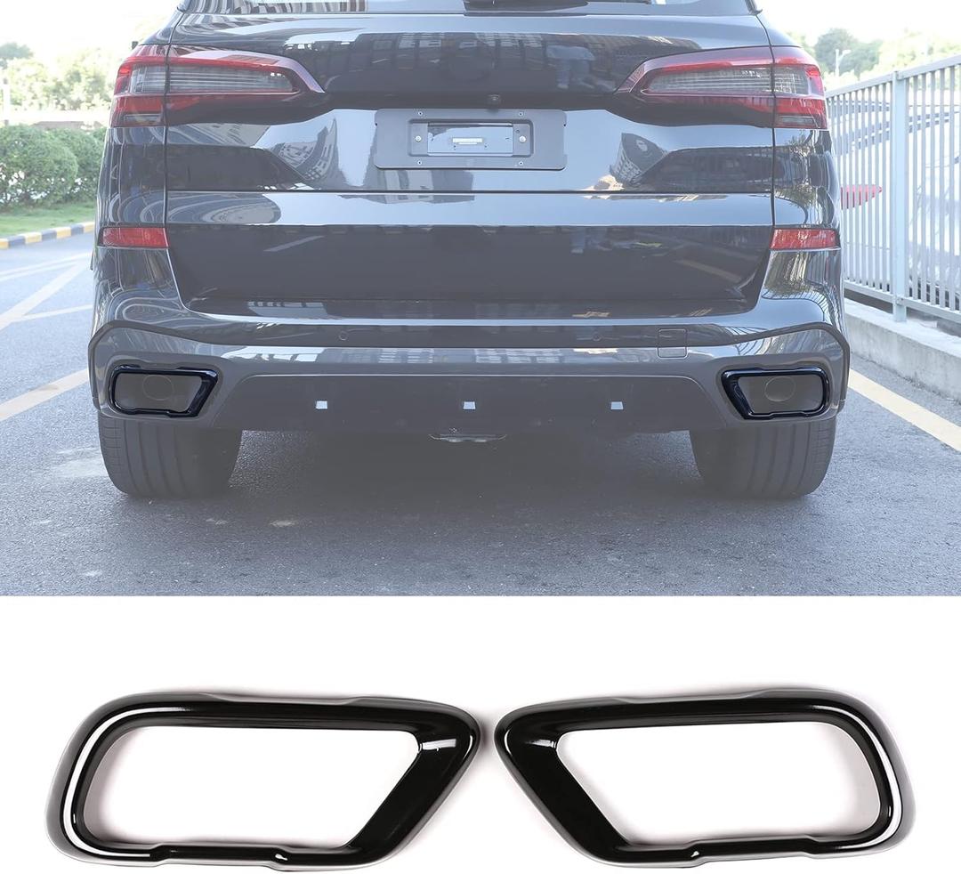 LLKUANG Stainless Car Tail Muffler Exhaust Pipe Output Cover for BMW X5 G05 X6 G06 X7 G07 2019-2024(Suitable For M Sports Version) (Black)