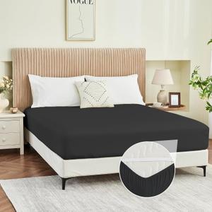 Queen Fitted Sheet Only, Ultra Soft Brushed Microfiber Hotel Quality Bottom Sheet, Deep Pocket Fits 8-14 inches Mattresses, Luxury Durable Sheets for Queen Size Bed, Black