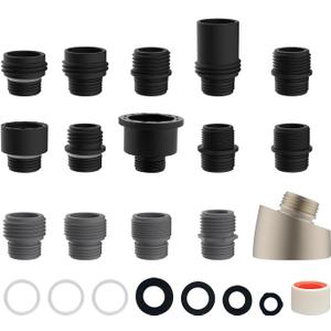 Hibbent 15 Pieces Pull Down Kitchen Faucet Head Adapter Kits with Curved Adapter, Multiple Sink Spray Head Adapters Compatible with Moen, American Standard, Delta, Kohler Faucets