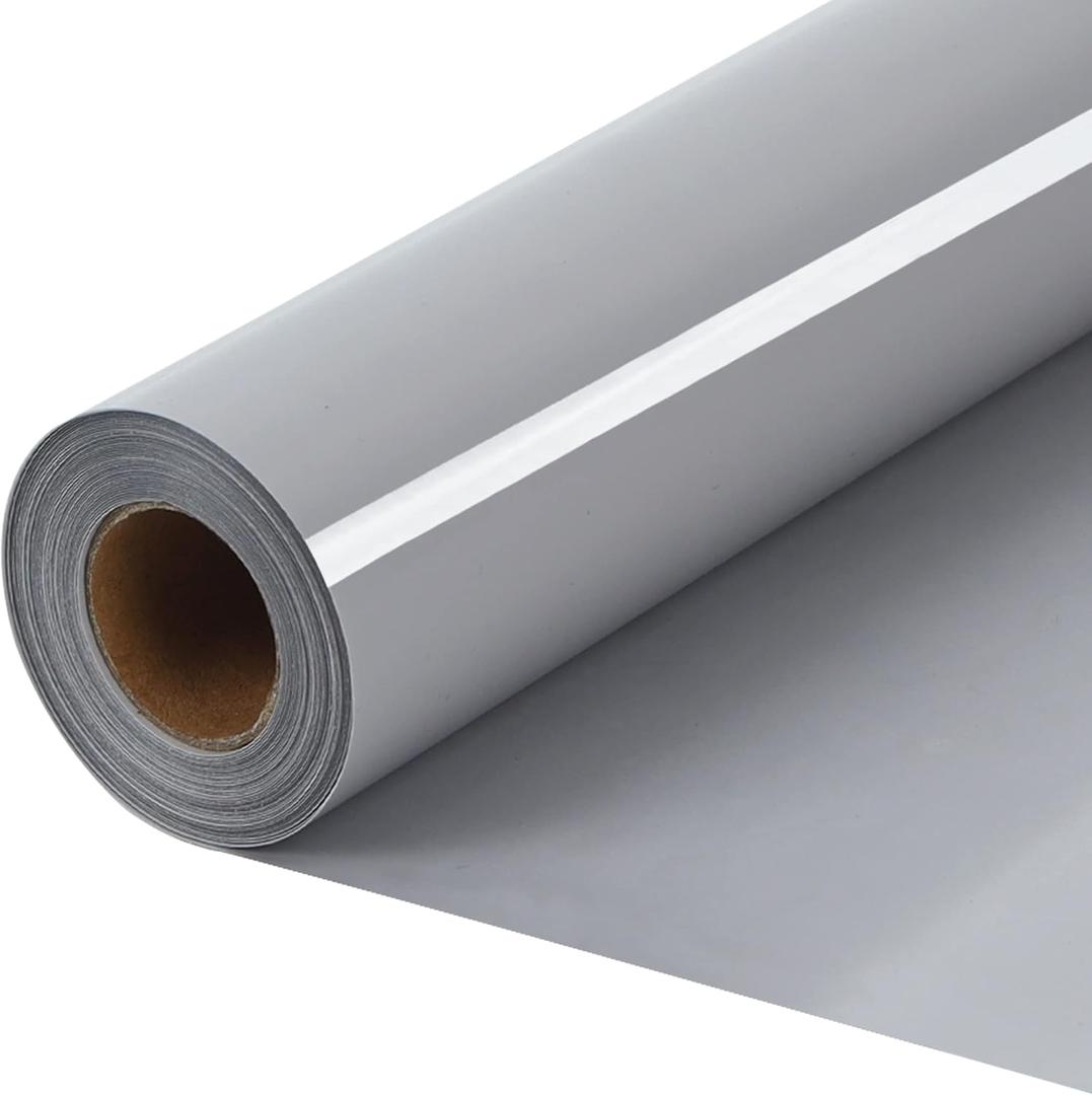 HTVVETUR Gray HTV Iron on Vinyl 12Inch by 35ft Heat Transfer Vinyl for T-Shirt HTV Rolls for All Cutter Machine - Easy to Cut & Weed (35ft, Gray)