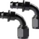 Ucreative 8AN 90 Degree Push Lock Hose Fitting End Black 2PCS