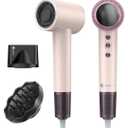 OUTLET)slopehill 110,000 RPM Professional Hair Dryer - 0.8lb Ultra-Lightweight, 2 Billion Ion Technology for 98% Frizz Reduction, AI Smart-Temp Control, Magnetic Attachments for All Hair Types (Pink)