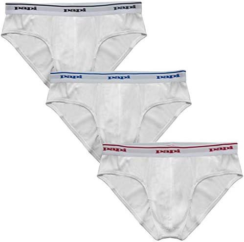 Papi Men's Cotton Low Rise Brief Pack of 3 Underwear, White, X-Large