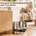 Round Stainless Steel Cat Litter Box High Sided, Large Metal Litter Box with Fashion Woven Belt, Easy Access & Turning Litter Pan for Medium & Senior Cats, Kittens, Odor Control, Easy to Clean