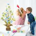 RoseCraft Easter Decorations, 18 Inch Easter Artificial Egg Tree Tabletop Decor with Delicate Ornaments, for Home Party Wedding Holiday Spring Summer Decoration, Blue/White.