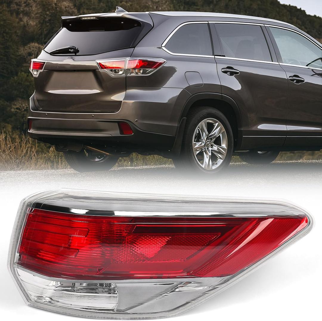 Huray Right Outer Tail Light for Toyota Highlander 2014-2016 Passenger Side Taillight Lamp Assembly Replacement for TO2805120 815500E100