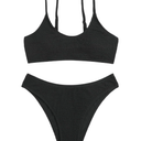 SOLY HUX Bikini Sets for Women Solid Textured Bikini Bathing Suits 2 Piece Swimsuit, Size L