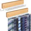 Tie Rack Belt Hanger Wall Mounted, Lomrsiul Non Slip 180 Degree Rotating Tie Organizer for Men Closet with 18 Hooks Closet Organizers and Storage for Tie Belt Necklace Purse Scarf Bag Natural 2 Pack