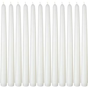 NIKY 10 inch White Taper Candles for Christmas, Set of 12 Unscented Dripless Candlesticks - 8 Hours Long Burning for Home Decor, Wedding, Parties and Special Occasions