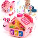 hahaland Baby Toys 6-12 Months, Musical Crawling Toys 6-18 Month Snail Toys for 1 Year Old Girl Gifts,Educational Toddler Toys Age 1-2 Busy Activity Cube, 1st Birthday Girl Gifts Toddler Gifts