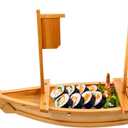 Wooden Sushi Boat Serving Tray 35 Inch, Extra Large Sushi Plates Sushi Boat Sashimi Serving Platter for Restaurant or Catering Service
