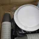 durony 350 Pieces Black Paper Dinnerware Set 7 Inch 9 Inch Disposable Dinner Plates Serve 50 Guests Paper Cup Cutlery Napkins Solid Color Party Supplies for Birthday Wedding Party Family Picnic (Black)