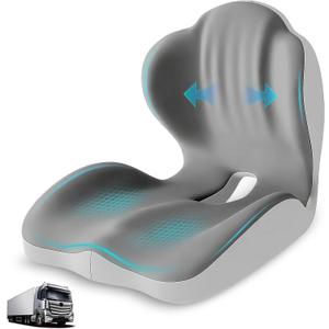 Seat Cushion with Lumbar Support Pillow for Truck Driver, Memory Foam Chair Cushion for Tailbone Pressure Relief & Long Driving, L-Shaped Ergonomic Non-Slip Seat Cushions for Car, Truck, Desk, Chairs
