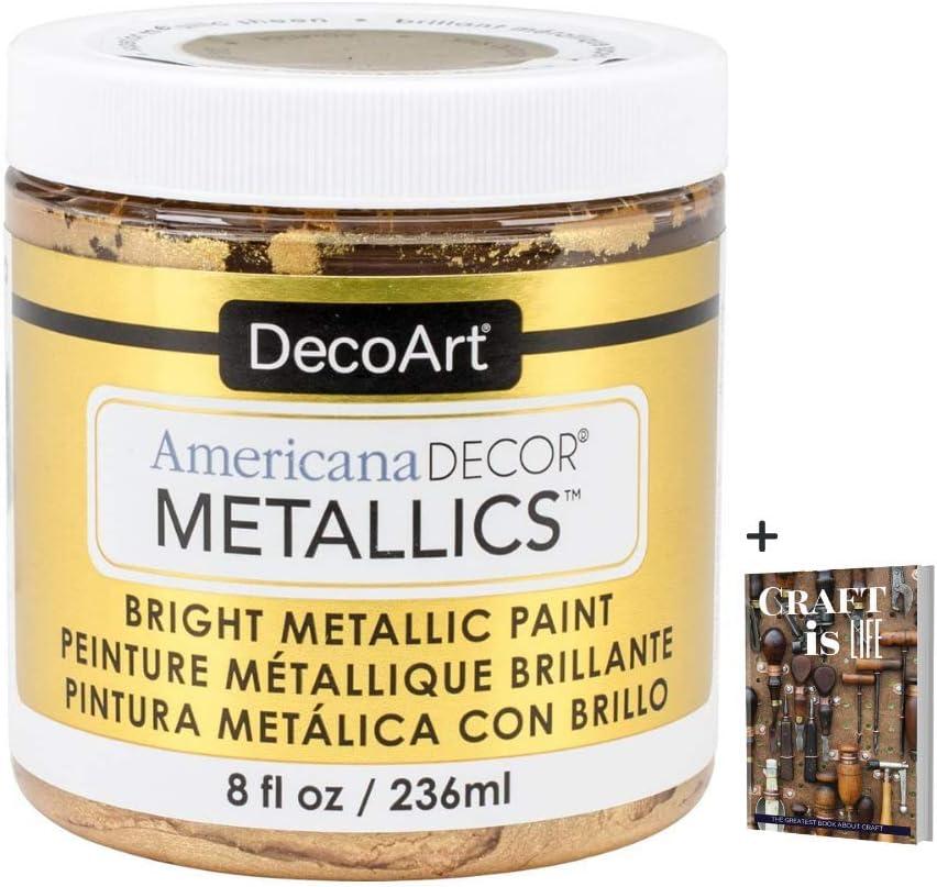 Americana Decor Metallics 24K Gold Paint - 8oz Metallic Gold Acrylic - Multi Surface for Arts, Home, Wall Decor & Gilding