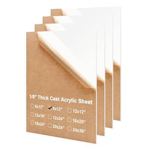 KINLINK 8x12 Plexiglass Sheets 1/8 inch Thick - 3mm White Cast Acrylic Sheet, Plastic Board Polycarbonate Sheet for DIY Project, Craft, Table Top, Acrylic Sign and Wedding Invitation 4 Pack