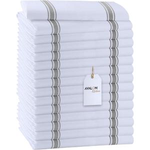 Avalon Kitchen Dish Towels Set (Value Pack of 15) Size 15x25 Inch, 100% Cotton Soft & Absorbent Kitchen Towels, Tea Towels, Reusable Cleaning Cloths for Household Cleaning (Grey)