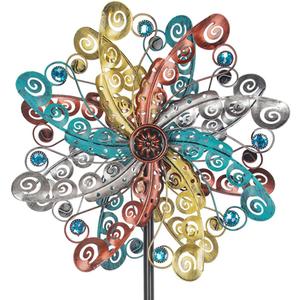 DREAMSOUL Metal Wind Spinners Outdoor, Wind Spinners for Yard and Garden with 5 Stable Stake, Double Kinetic Wind Spinner for Patio, Lawn & Garden Decor 63 * 13 Inches