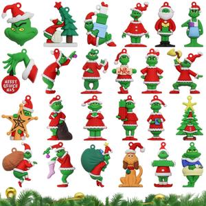 24Pcs Mini Christmas Collectible Dolls Figurines,Tree Hanging Ornament Gifts for Xmas Goodie Bag Stuffers Winter New Year Holiday Party Favors Decorations