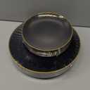 Rubtlamp 60Pcs Black Plastic Plates, Black Disposable Plates With Gold Rim, Clear Heavy-duty Party Plates, Hammered Plastic plates Include 30 Dessert Platos, 30 Dinner Platos for Party, New Year