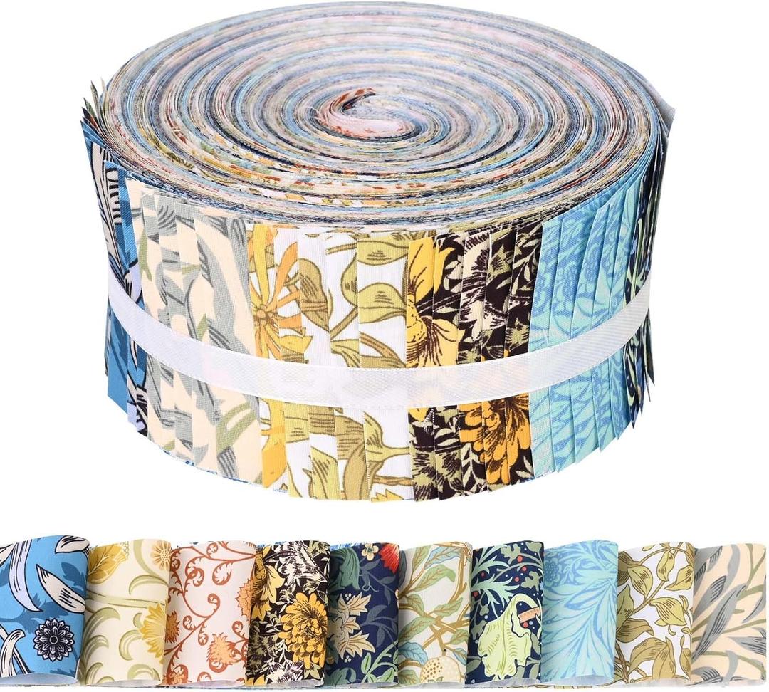 50Pcs William Morris Floral Jelly Fabric Strips Roll for Quilting Crafting Spring Summer Floral Precut Patchwork for Sewing DIY Crafts 2.55 Inch Polyester Fabric Bundles 50Pcs William Morris Floral Jelly Fabric Strips Roll for Quilting Crafting Spring Summer Floral Precut Patchwork for Sewing DIY Crafts 2.55 Inch Polyester Fabric Bundles