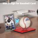 NIUBEE Baseball Display Stand and Card Holder, Acrylic Baseball Stand with Red Base, Suitable for Golf Ball, Softball, Tennis Ball (2-Pack)