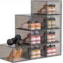 HOMIDEC Shoe Storage, 8 Pack Shoe Organizer Hard Plastic Shoe Box, Shoe Boxes Clear Plastic Stackable, Shoe Boxes with Lids for Size 13